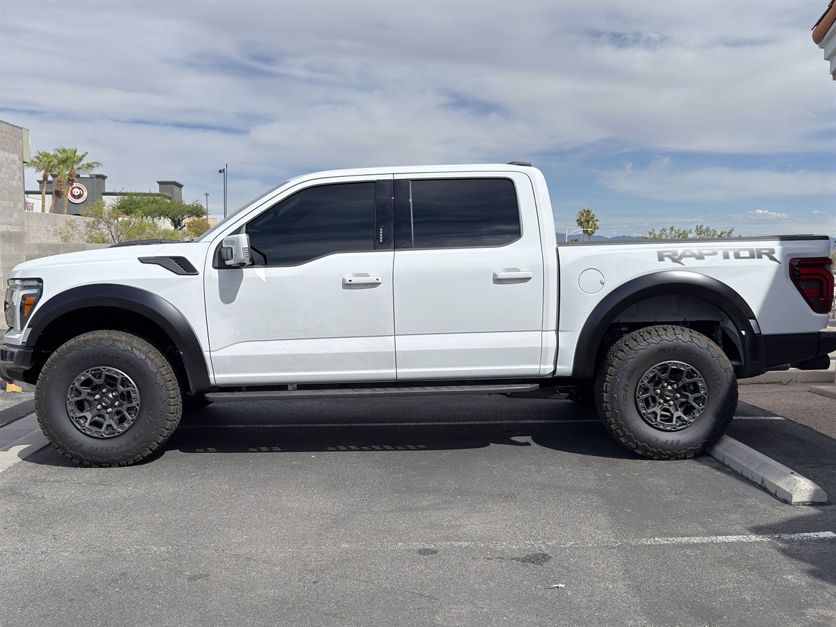 A white truck with ceramic window tint installed